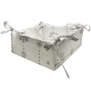 Dekorativní vánoční látkový košík, bílý 34x34cm