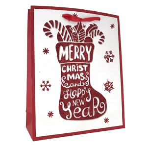 Dárková vánoční taška motiv Ozdoba s třpytkami 25,5x31x10cm