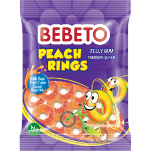 Bebeto želé bonbony Peach Rings 80g