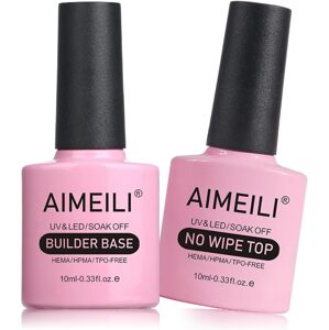 AIMEILI 5v1 Builder Base and No Wipe Top Coat Soak Off UV LED gel lak na nehty, dlouhotrvající  2x10ml