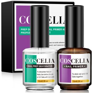 COSCELIA Nail Primer,  Nail Prep Dehydrator and Nail Primer 2x15ml